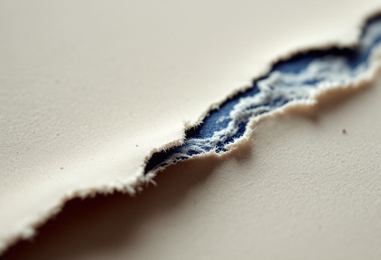 Detalle de pliegue en papel pesado. Sombra oxblood en el valle.
