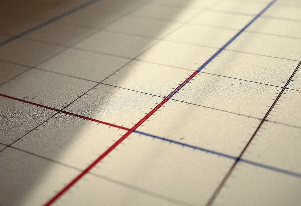 Retícula grabada en papel de dibujo con un filete oxblood.